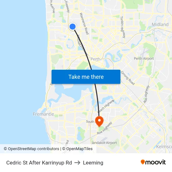 Cedric St After Karrinyup Rd to Leeming map
