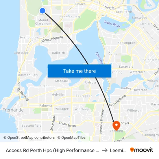 Access Rd Perth Hpc (High Performance Ctr) to Leeming map