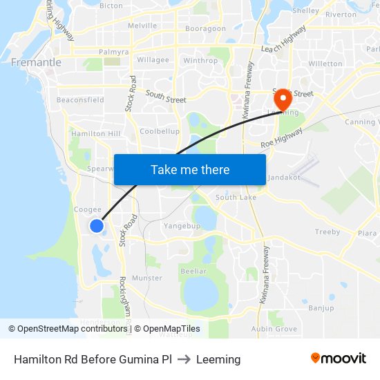Hamilton Rd Before Gumina Pl to Leeming map