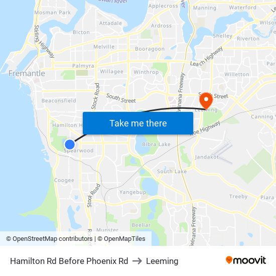 Hamilton Rd Before Phoenix Rd to Leeming map