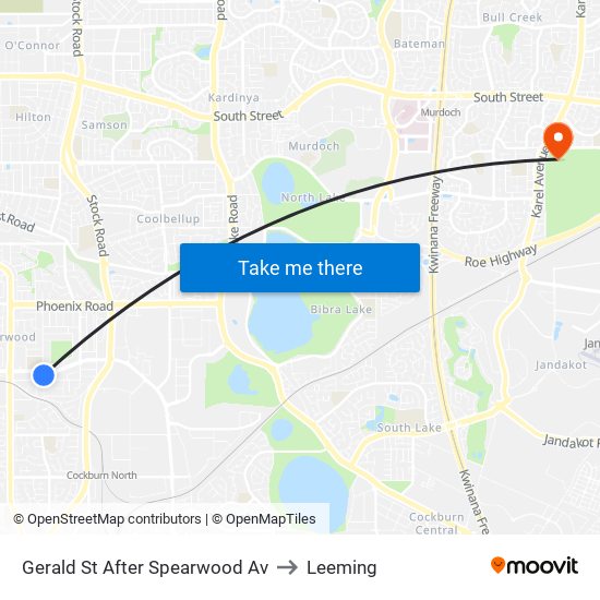 Gerald St After Spearwood Av to Leeming map