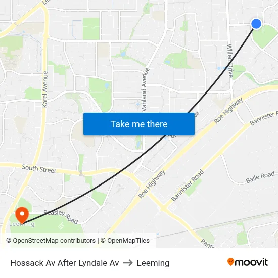 Hossack Av After Lyndale Av to Leeming map