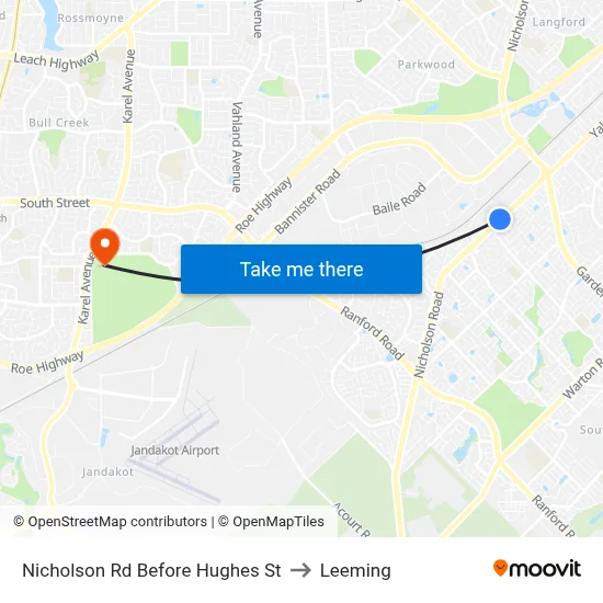 Nicholson Rd Before Hughes St to Leeming map