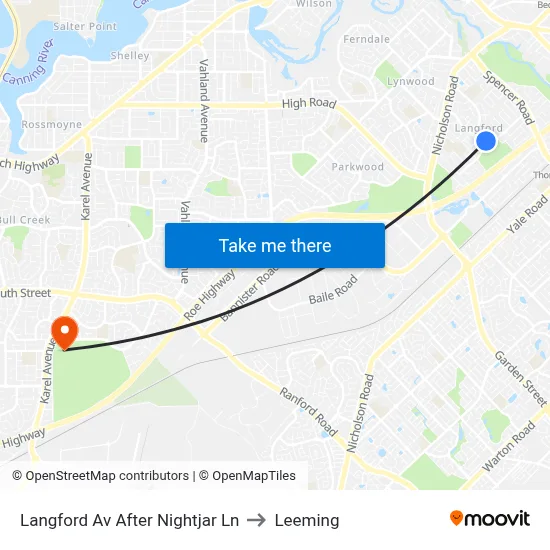 Langford Av After Nightjar Ln to Leeming map