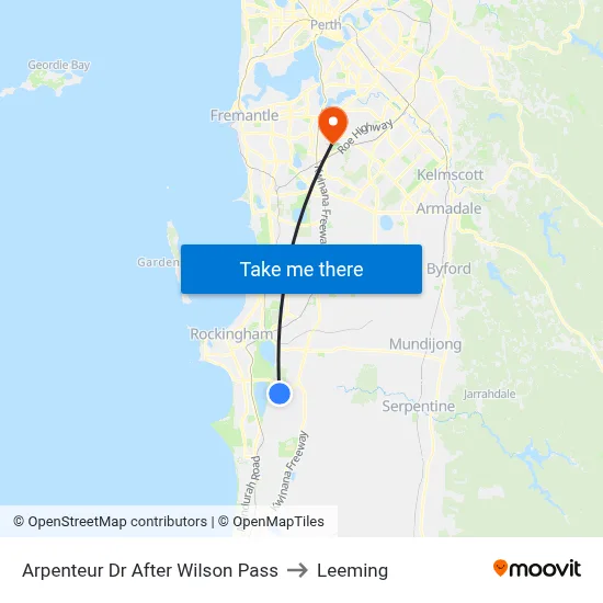 Arpenteur Dr After Wilson Pass to Leeming map