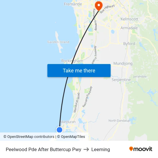 Peelwood Pde After Buttercup Pwy to Leeming map