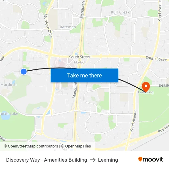 Discovery Way - Amenities Building to Leeming map