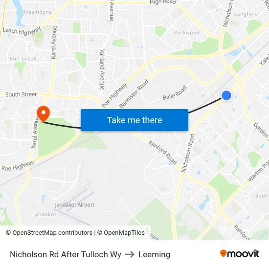 Nicholson Rd After Tulloch Wy to Leeming map