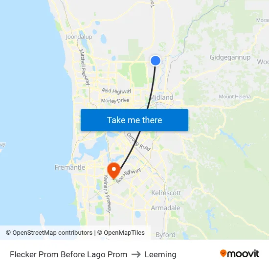 Flecker Prom Before Lago Prom to Leeming map