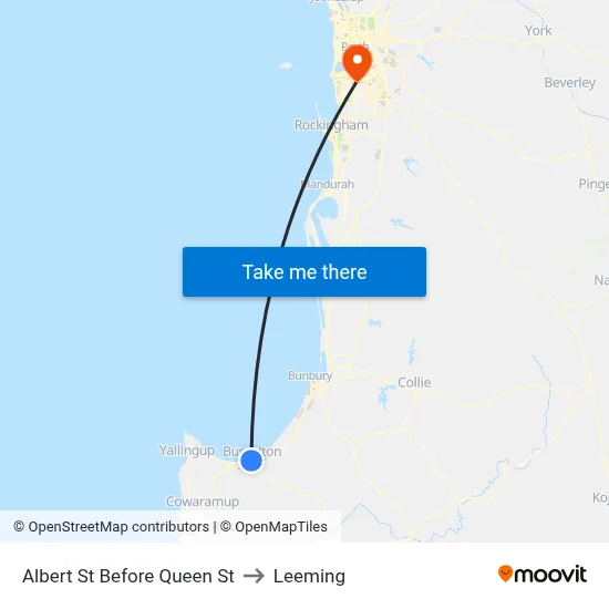 Albert St Before Queen St to Leeming map
