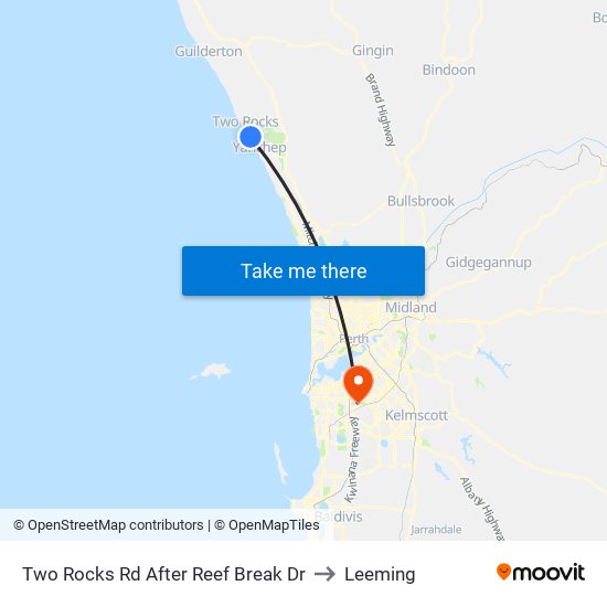 Two Rocks Rd After Reef Break Dr to Leeming map