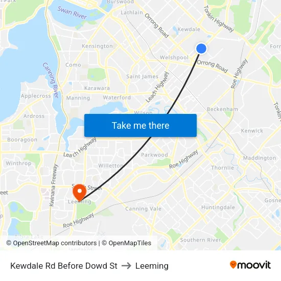 Kewdale Rd Before Dowd St to Leeming map
