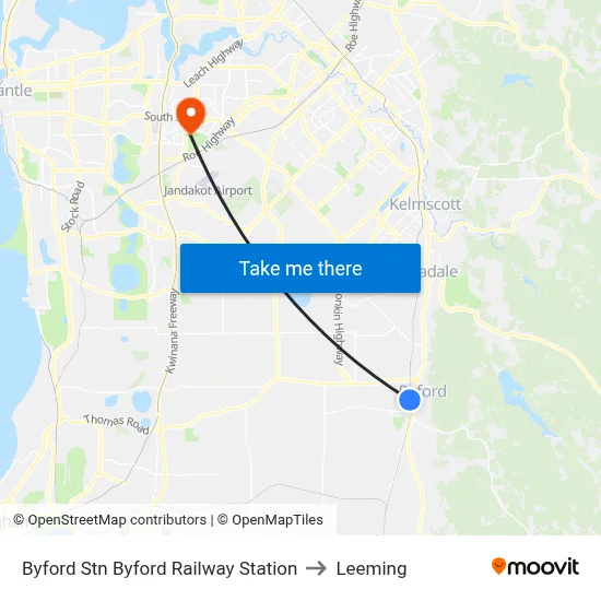 Byford Stn Byford Railway Station to Leeming map