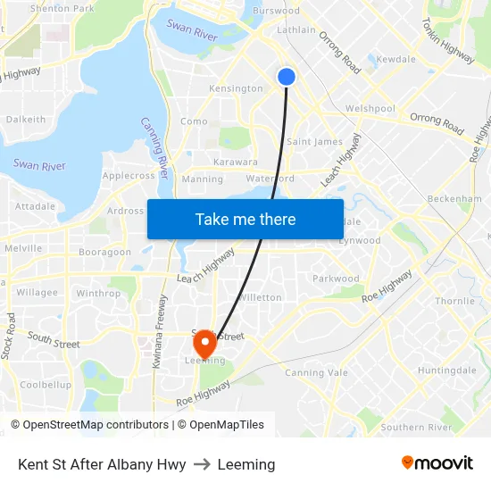 Kent St After Albany Hwy to Leeming map