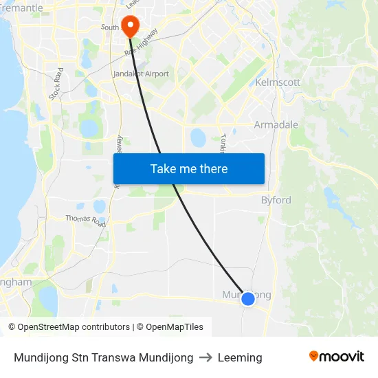 Mundijong Stn Transwa Mundijong to Leeming map