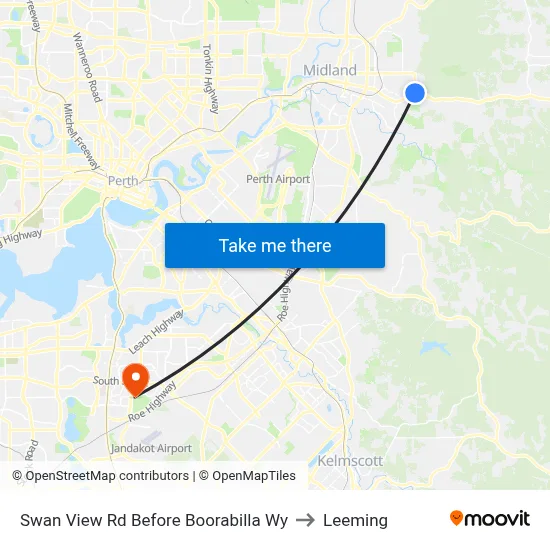 Swan View Rd Before Boorabilla Wy to Leeming map