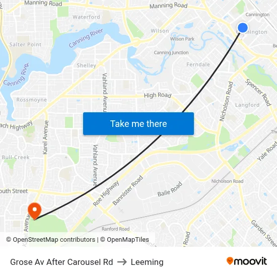 Grose Av After Carousel Rd to Leeming map