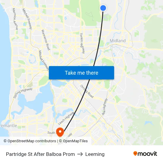 Partridge St After Balboa Prom to Leeming map