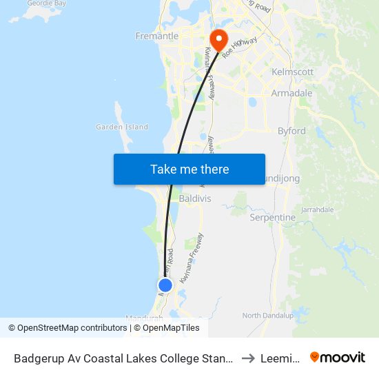 Badgerup Av Coastal Lakes College Stand 2 to Leeming map