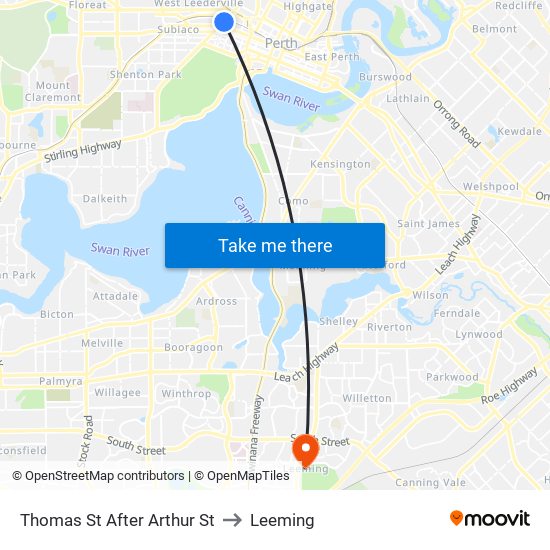 Thomas St After Arthur St to Leeming map