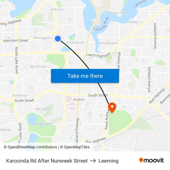 Karoonda Rd After Nunweek Street to Leeming map