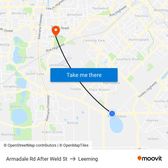 Armadale Rd After Weld St to Leeming map