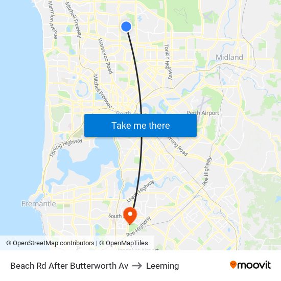 Beach Rd After Butterworth Av to Leeming map