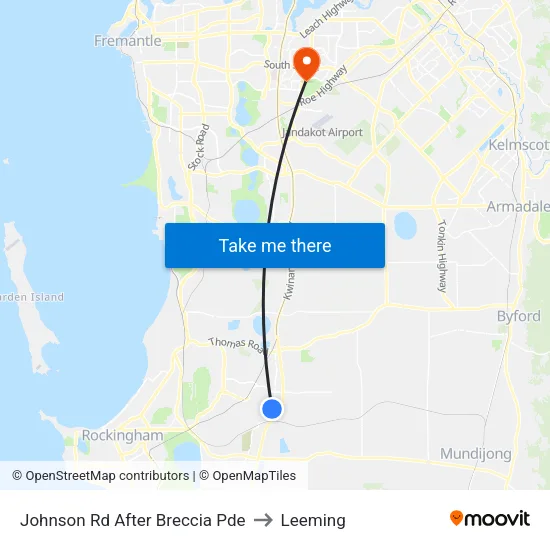 Johnson Rd After Breccia Pde to Leeming map