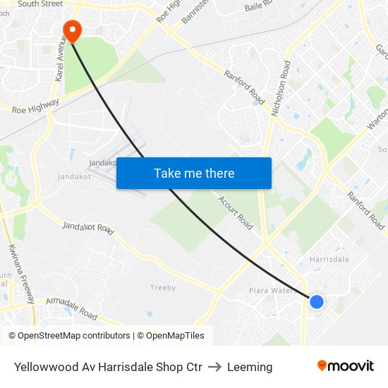 Yellowwood Av Harrisdale Shop Ctr to Leeming map