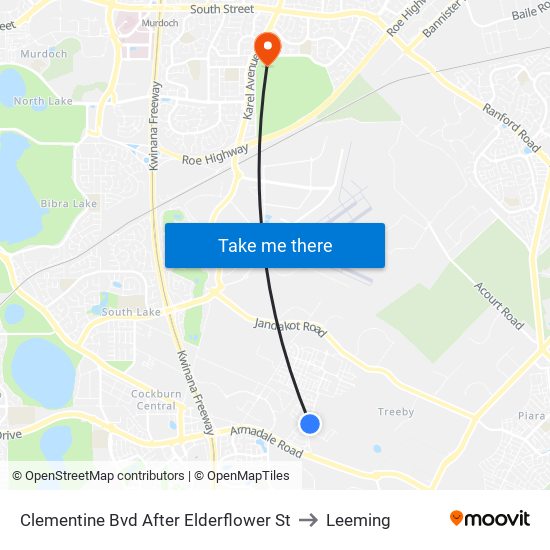 Clementine Bvd After Elderflower St to Leeming map