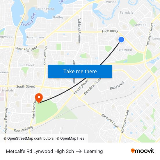 Metcalfe Rd Lynwood High Sch to Leeming map