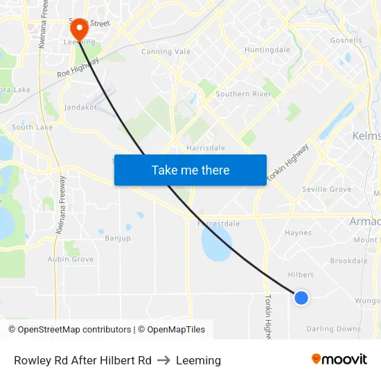 Rowley Rd After Hilbert Rd to Leeming map