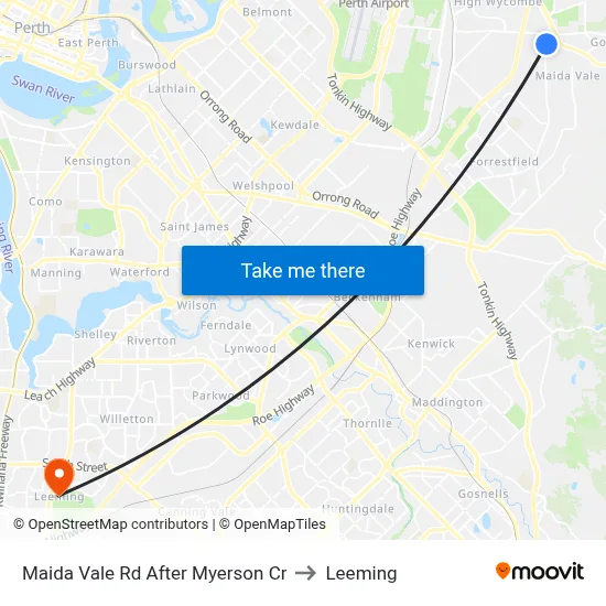 Maida Vale Rd After Myerson Cr to Leeming map
