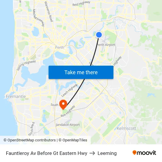 Fauntleroy Av Before Gt Eastern Hwy to Leeming map