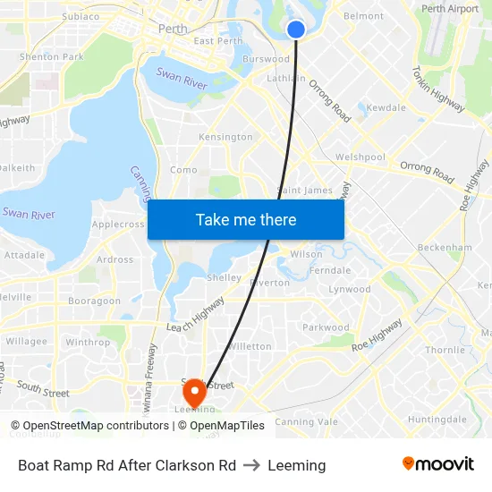 Boat Ramp Rd After Clarkson Rd to Leeming map