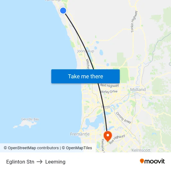 Eglinton Stn to Leeming map