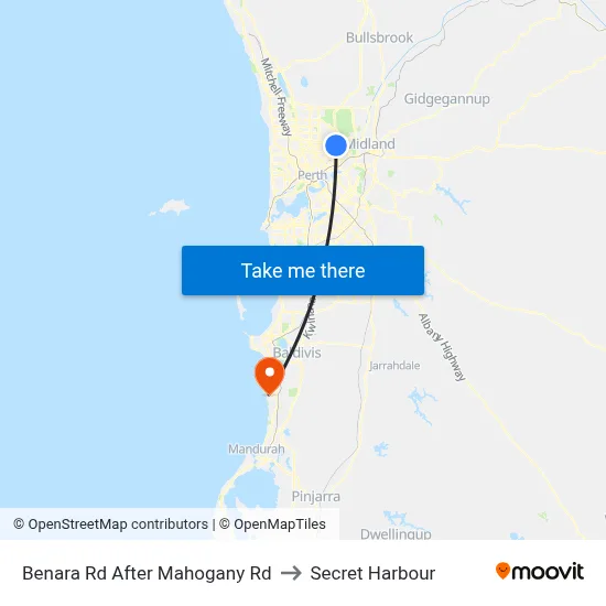 Benara Rd After Mahogany Rd to Secret Harbour map