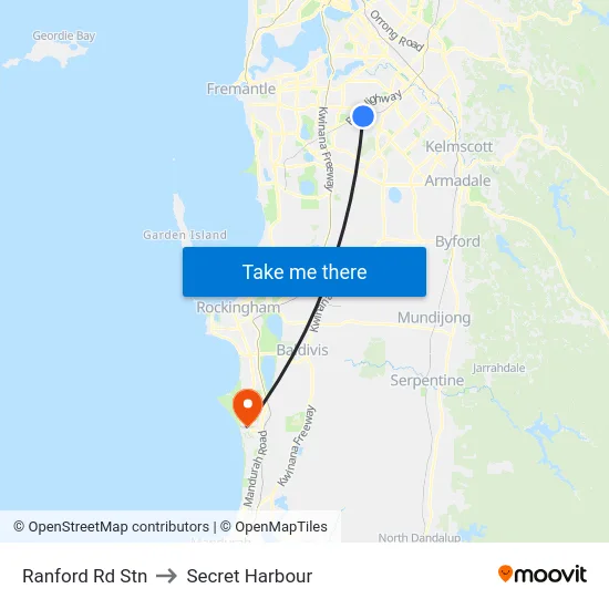 Ranford Rd Stn to Secret Harbour map