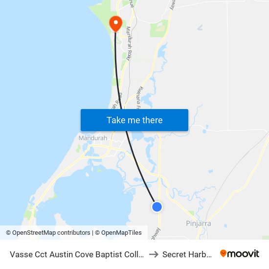 Vasse Cct Austin Cove Baptist College to Secret Harbour map