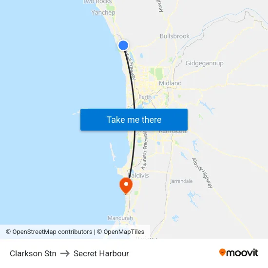 Clarkson Stn to Secret Harbour map