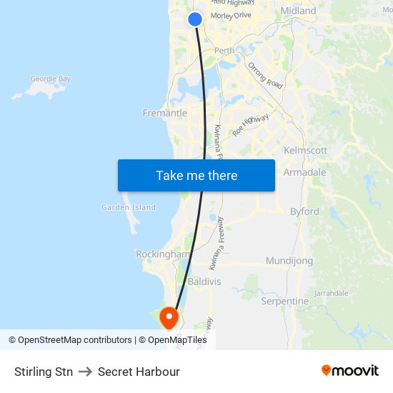 Stirling Stn to Secret Harbour map