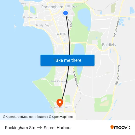 Rockingham Stn to Secret Harbour map