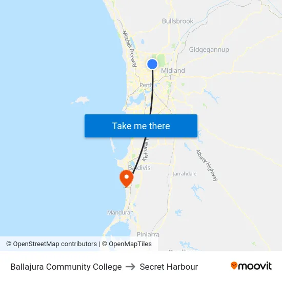 Ballajura Community College to Secret Harbour map