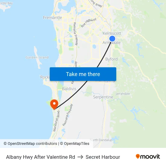 Albany Hwy After Valentine Rd to Secret Harbour map