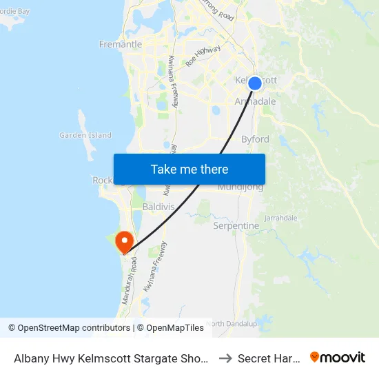 Albany Hwy Kelmscott Stargate Shopping Ctr to Secret Harbour map