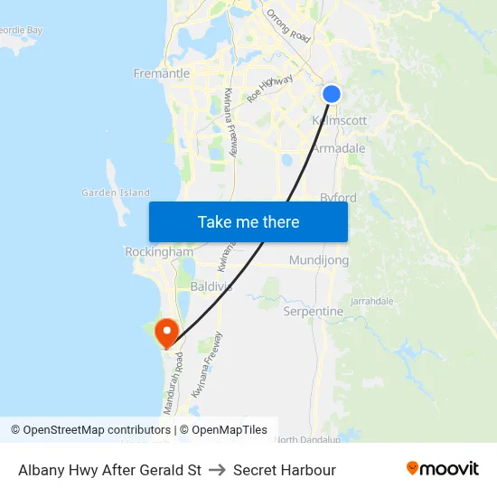 Albany Hwy After Gerald St to Secret Harbour map