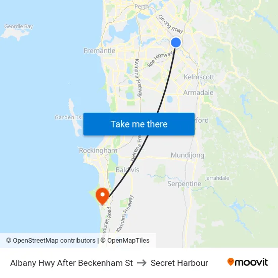Albany Hwy After Beckenham St to Secret Harbour map
