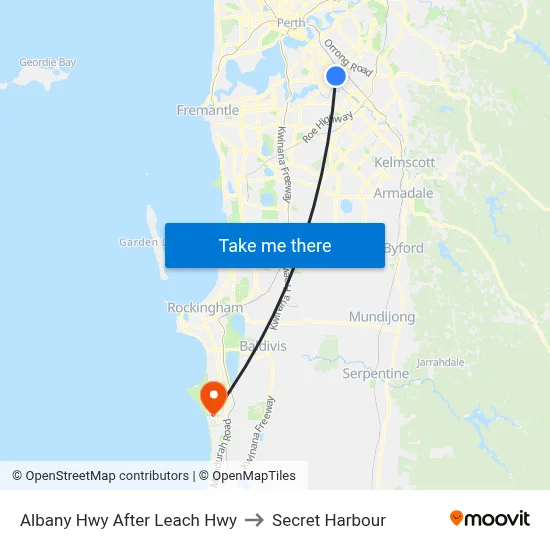 Albany Hwy After Leach Hwy to Secret Harbour map