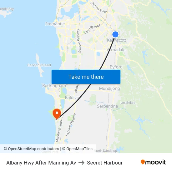 Albany Hwy After Manning Av to Secret Harbour map