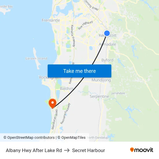 Albany Hwy After Lake Rd to Secret Harbour map